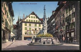 Luzern, Weinmarkt mit Pelzgeschäft und 