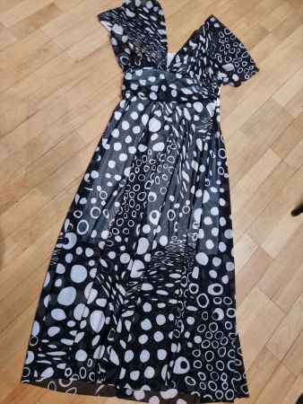 Elegantes Sommerkleid schwarz weiss Punkte Gr. 40