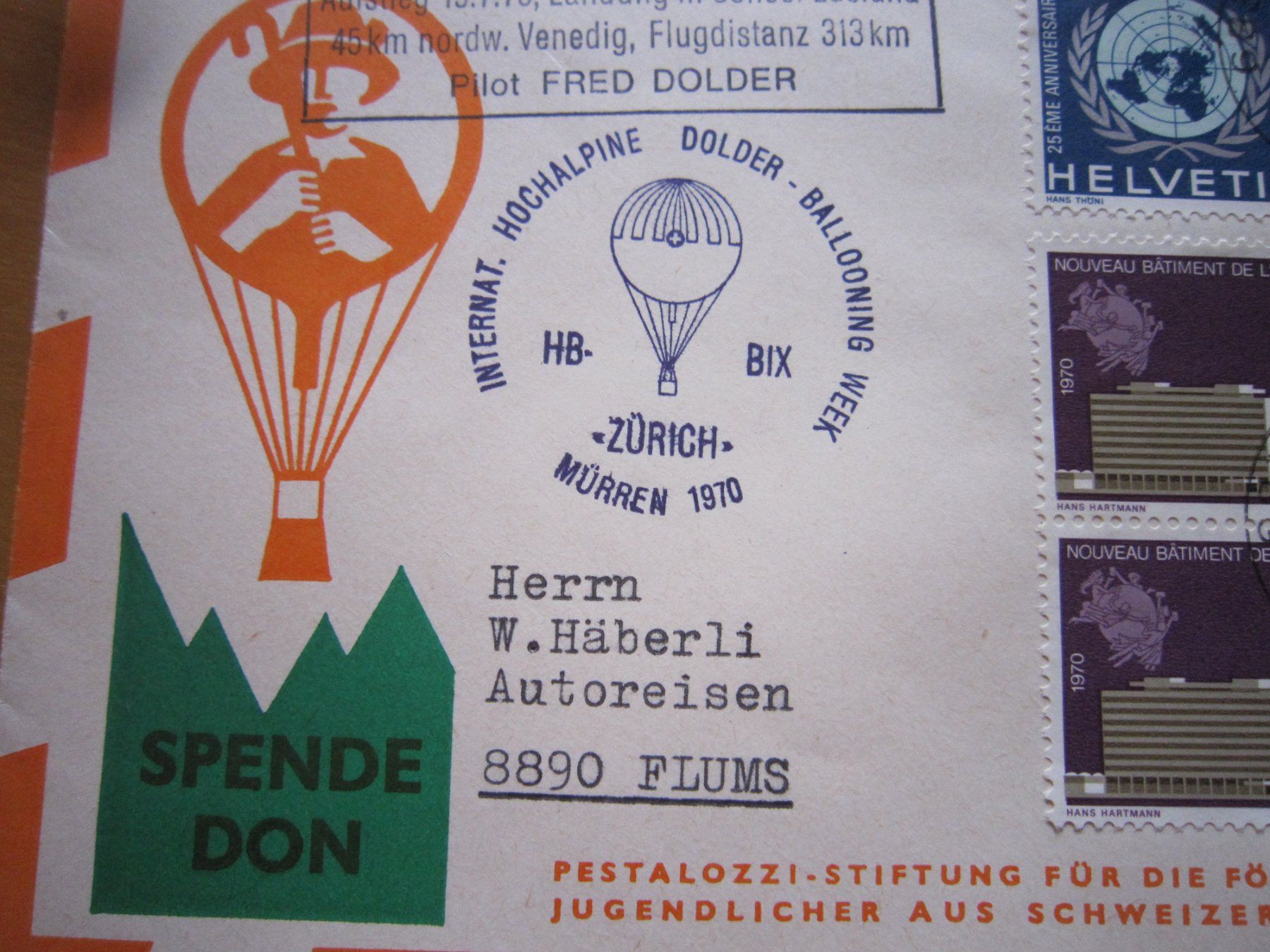 Tutti i francobolli: Ballonposto 1970 Stempel CHIASSO 2 – Usato da Giubiasco venduto da sal_9j6w 2