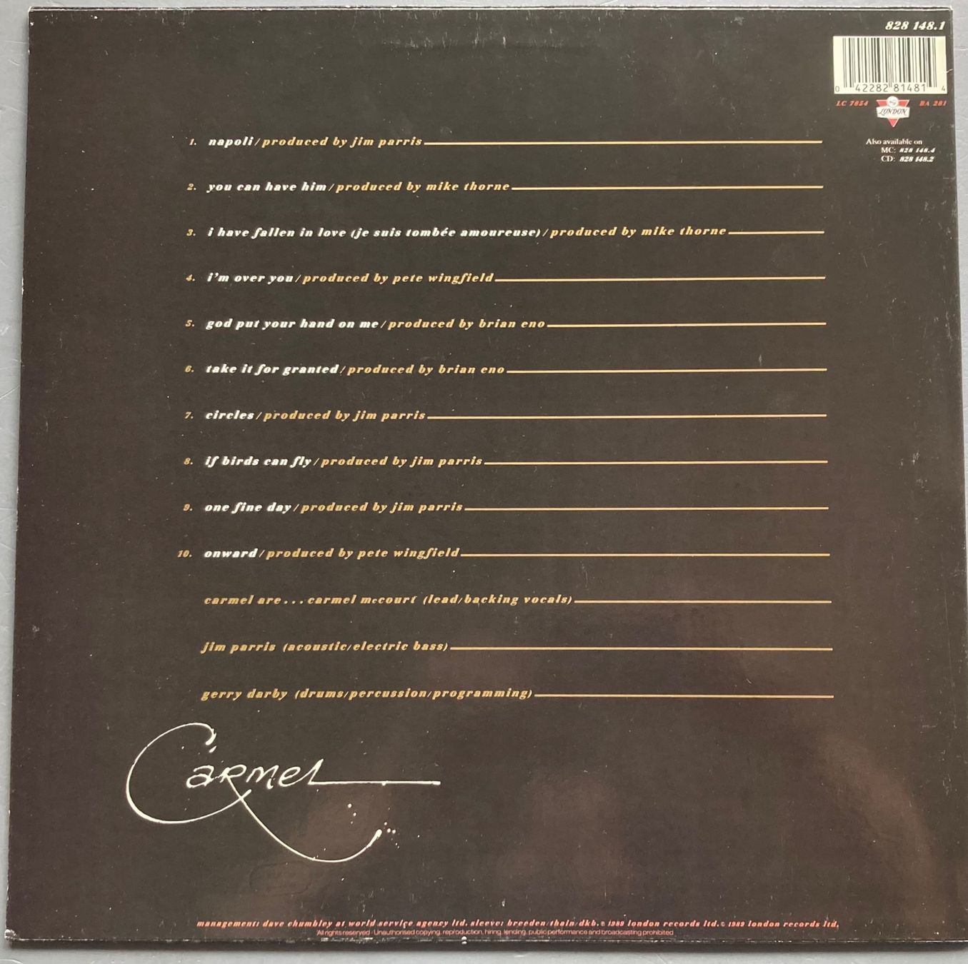 Dischi in vinile: CARMEL - SET ME FREE – Usato da Poliez-Pittet venduto da Newtown-Records 1