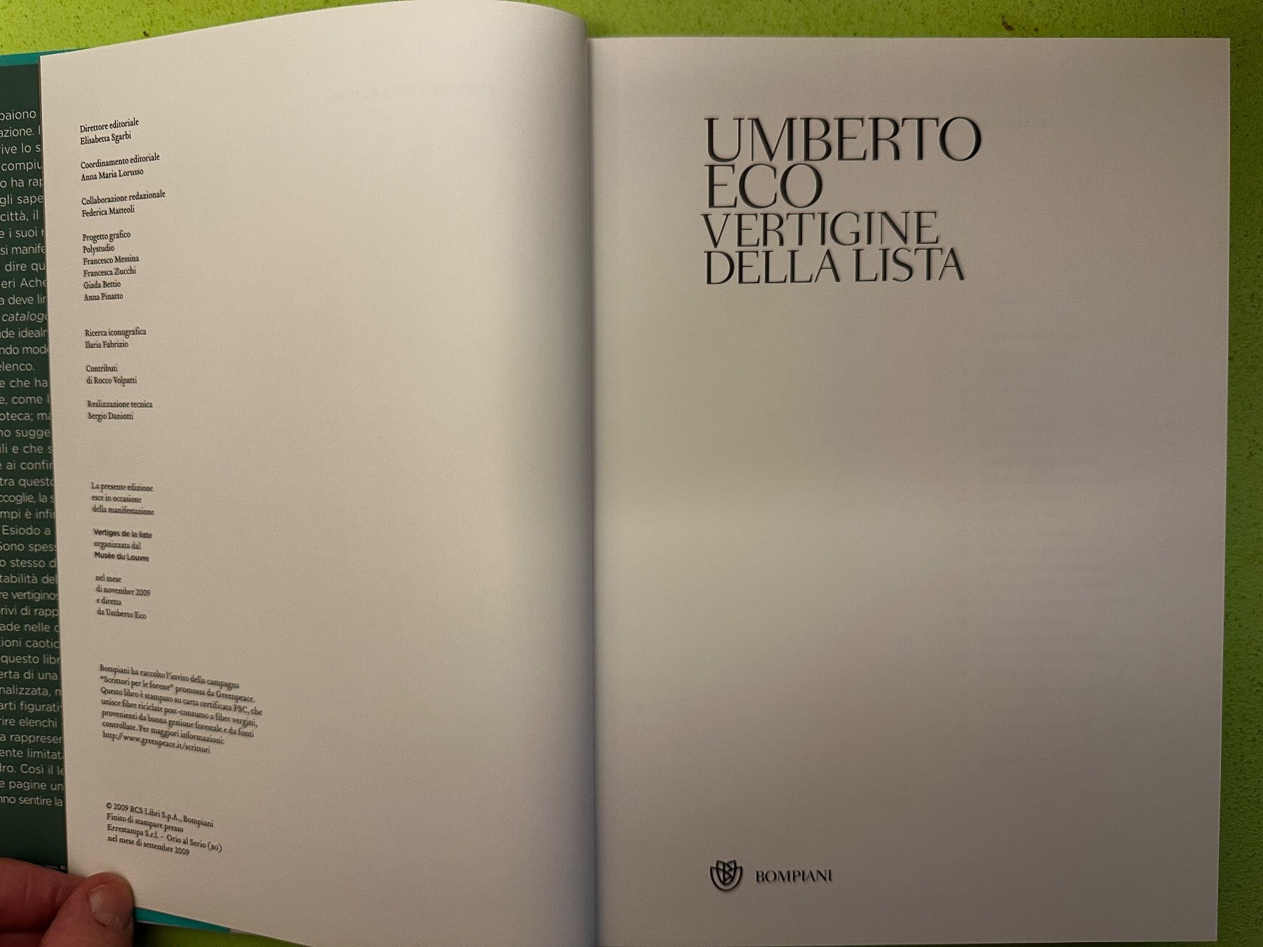 Bücher: Umberto Eco: Vertigine della Lista – Gebraucht aus Zürich von allp 2
