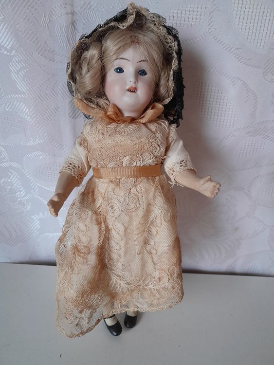 Ancienne Poupée Porcelaine Gebrüder Kühnlenz – Bouche Ouverte Yeux Mobiles