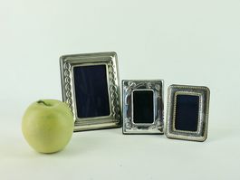 DREI KLEINE FOTORAHMEN AUS SILBER 925, ITALIEN.