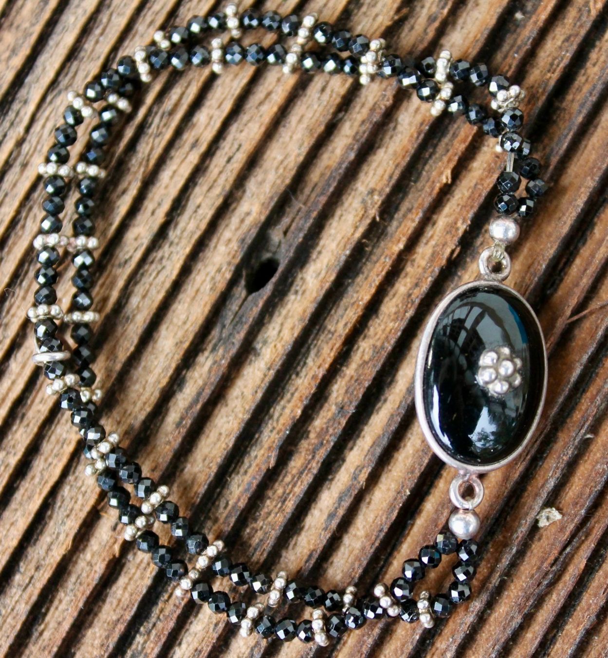Bracciali & Braccialetti: Elastisches Bracelet, Silber mit Onyx (neu) – Nuovo (secondo la descrizione) da Kirchlindach venduto da hekilida