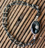 Elastisches Bracelet, Silber mit Onyx (neu)