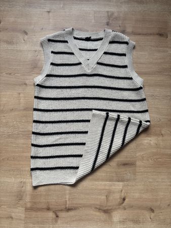 Gilet en laine noir et beige, taille M