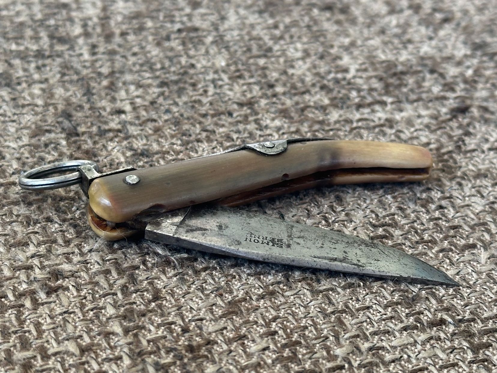 Coltelli tascabile: Einzigartiges antikes Schweizer Sackmesser SIMON BERNE Horn – Usato da Dübendorf venduto da lan1808 7