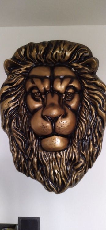 Steinfigur Löwenkopf Als Wasserspeier – Ca. 45x32x15 Cm, Aus Steinguss, Wetterfest, Für Garten & Terrasse