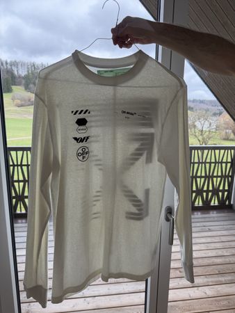 Off-White-Slim Fit Dripping Arrows Langarm-T-Shirt Grösse L