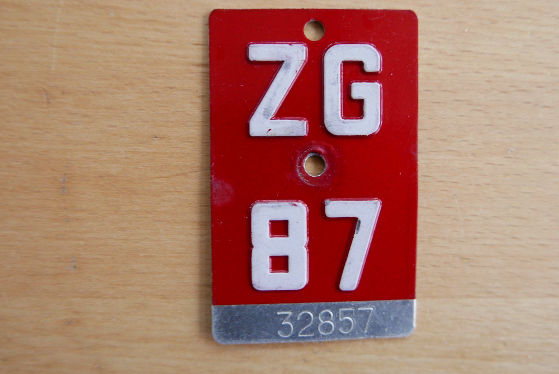 Schilder: Velonummer  ZG  1987 – Gebraucht aus Rotkreuz von nigal