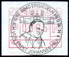 AUTOMATENMARKE 1984 EINSIEDELN PAPSTBESUCH VOLLSTEMPEL -ME33