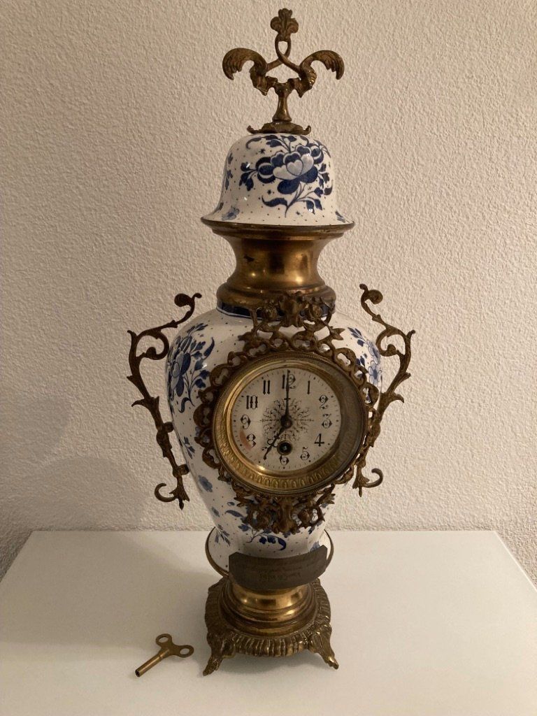 Orologi da terra & Orologi da parete: Antike Kaminuhr Delft/Holland – Usato da Wohlen b. Bern venduto da Titus55