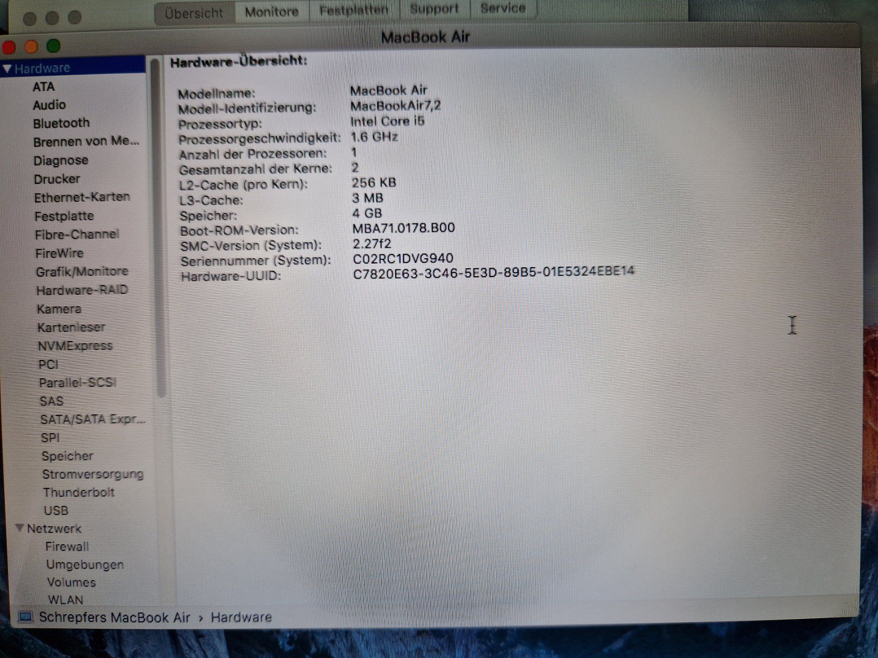Apple Notebook: MacBook Air 13.3"  A1466 128GB SSD – Usato da Matzingen venduto da sz2 6