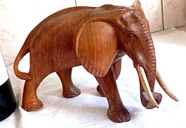 Elefant aus Holz gross H 17cm