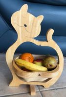 Corbeille à fruits "Chat" en bois, ou comme décoration