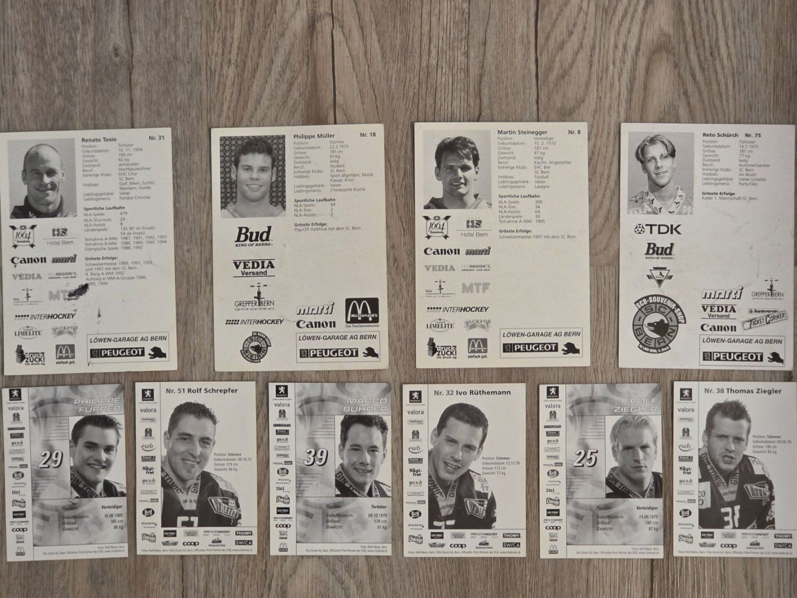 Autogramme: 10 Autogrammkarten SCB / SC Bern / Tosio, Steinegger etc. – Gebraucht aus Bern von Sandroid17 1