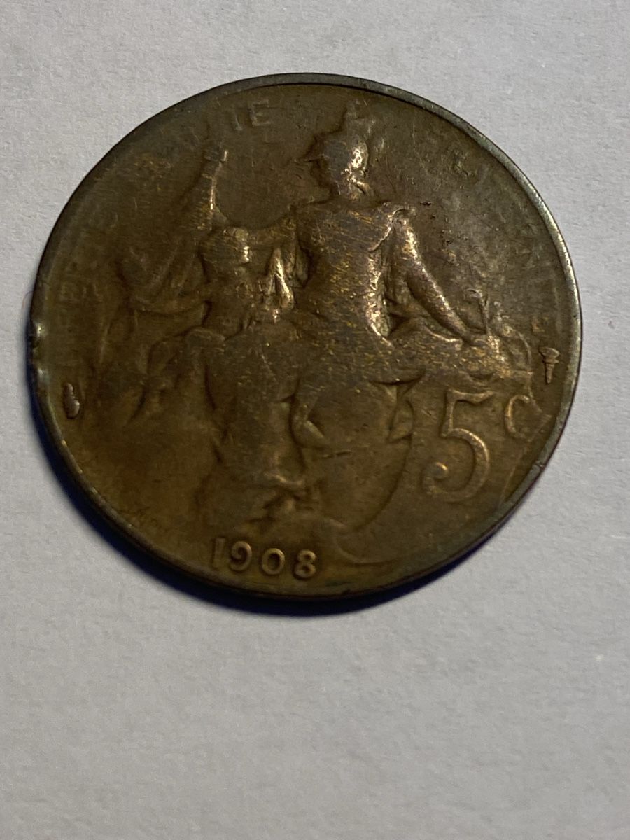 Tutti le monete: France, 5 centimes 1908 bronze – Usato da Corsier-sur-Vevey venduto da Ginoarturo 1