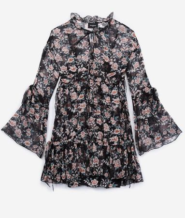 Robe The Kooples imprimé floral noir et rose taille 3