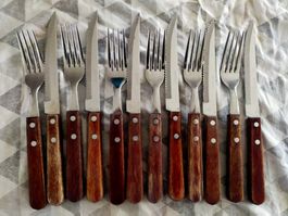 Vintage Steakmesser und Gabeln Set, Rostfrei, 10 teilig
