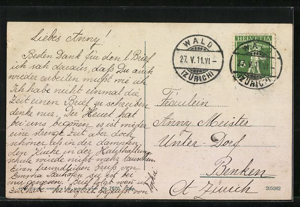 Cartoline postali: AK Wald, Ortspartie mit Kirche, 1911 – Usato da Berlin venduto da bartko-reher 1