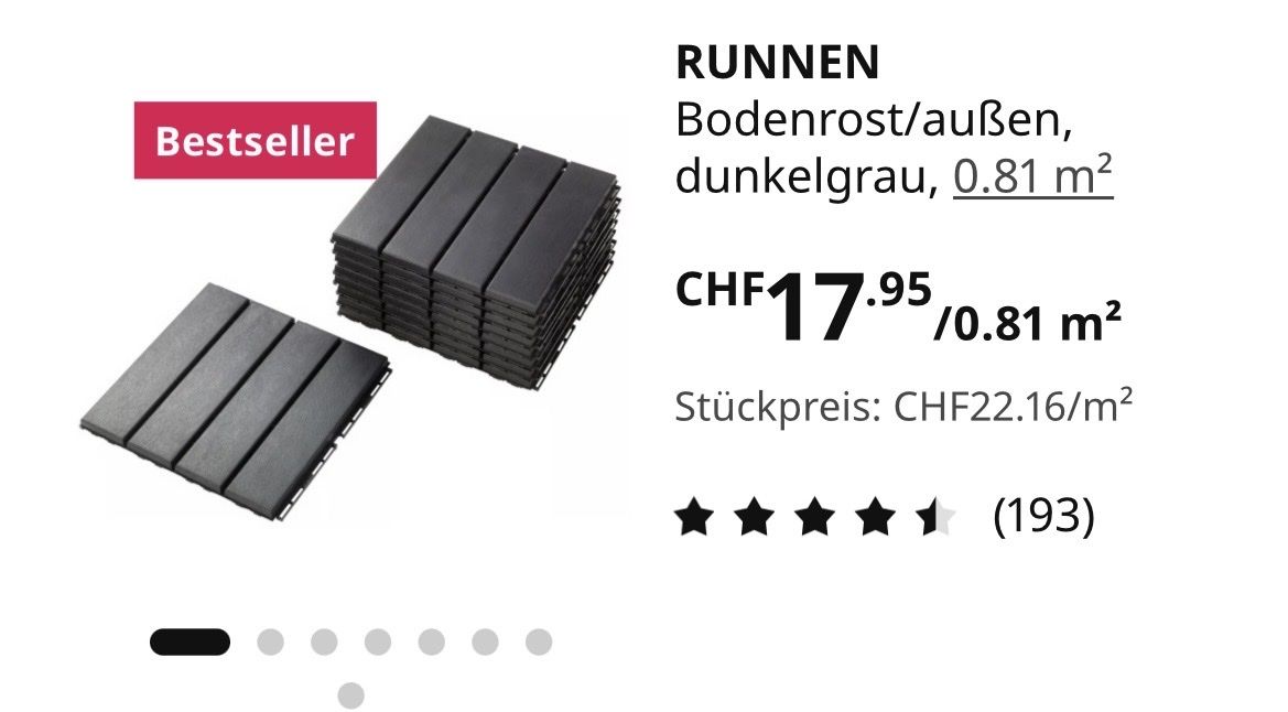 Ikea Revêtements de sol: Bodenrost RUNNEN dunkelgrau – D'occasion à St. Gallen par ste_k7tp 4