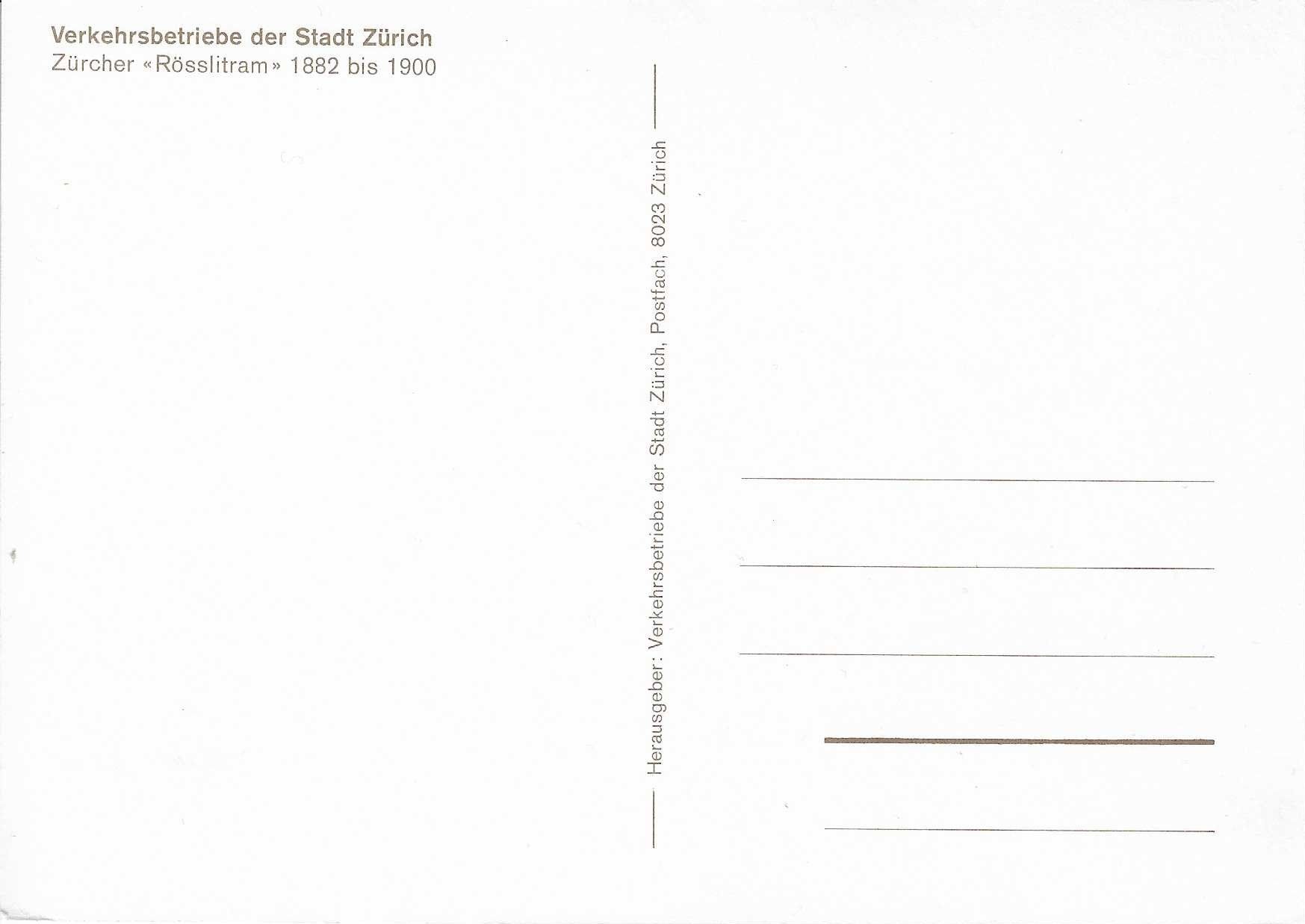 Ansichtskarten: Zürcher "Rösslitram" 1882 bis 1900 – Neu (gemäss Beschreibung) aus Rothrist von Stranglehold 1