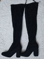 Overknee Stiefel Schwarz Velourslederimitat, Gr. 39 Top!