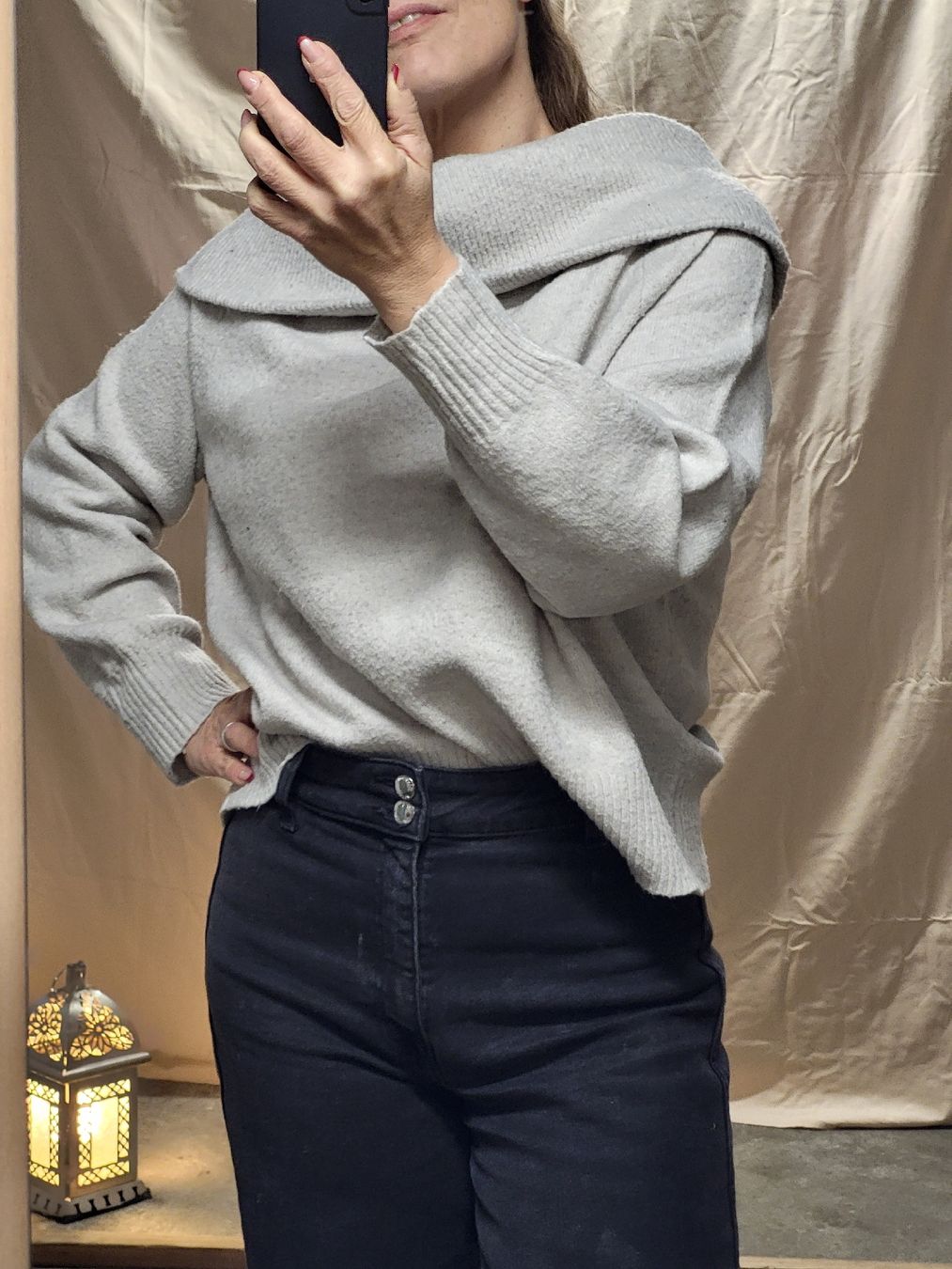 H&M Pullover & Sweatshirts: Pull d'hiver oversize beige crème, taille L/XL - douillet – Gebraucht aus Martigny-Croix von barbamama1977