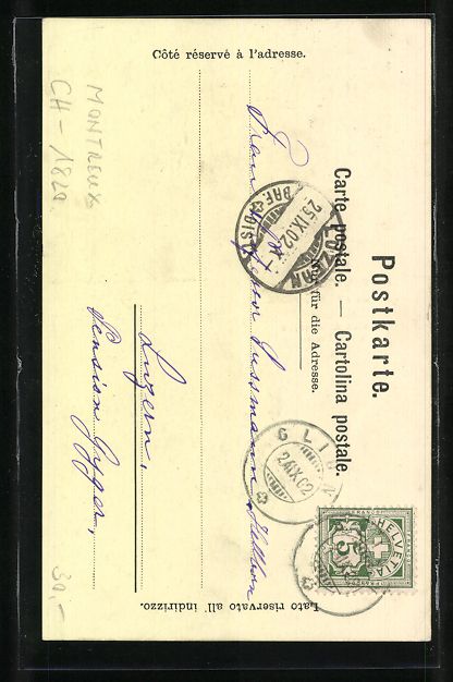 Cartoline postali: Lithographie Glion, Hotel Victoria, 1902 – Usato da Berlin venduto da bartko-reher 1