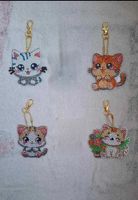 Porte-clés "Chats kawai" en diamond painting neufs/Schlüssel