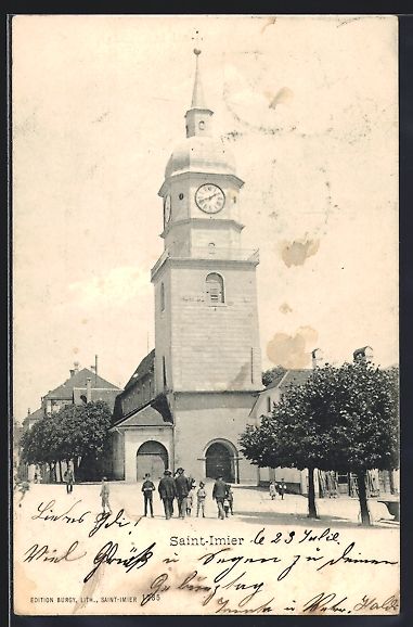Ansichtskarten: AK Saint-Imier, Blick auf die Kirche – Gebraucht aus Berlin von bartko-reher
