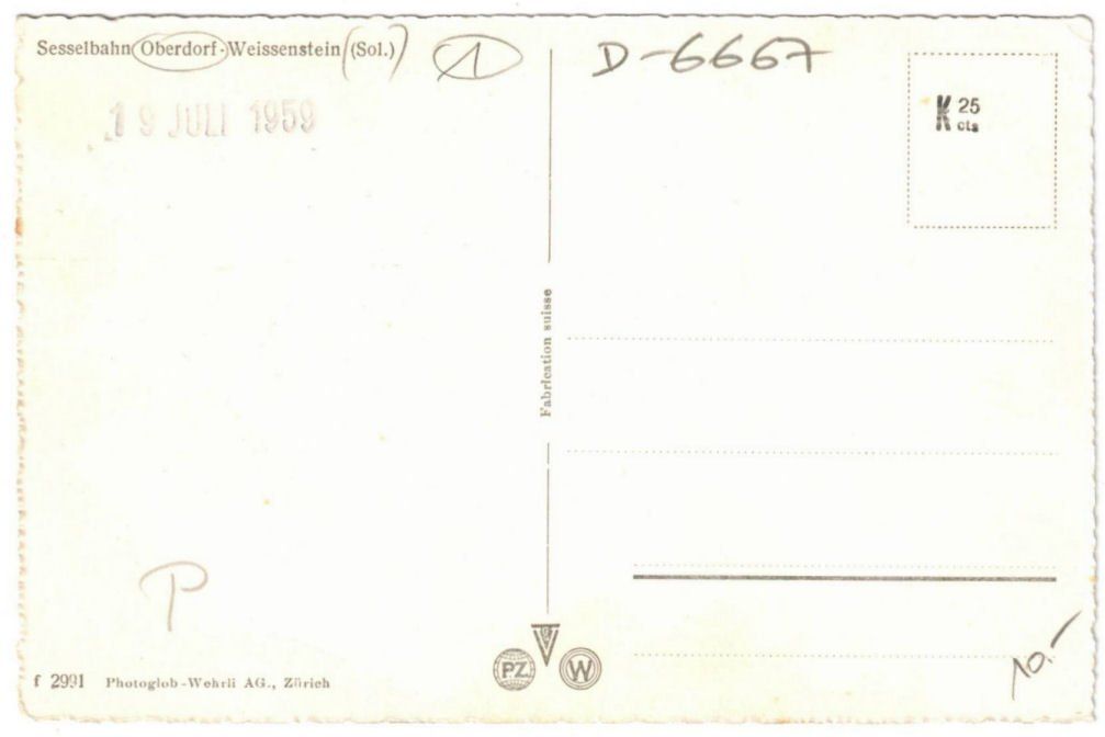 Cartoline postali: Weissenstein -  Sessellift – Usato da Binningen venduto da Mountainrider 1