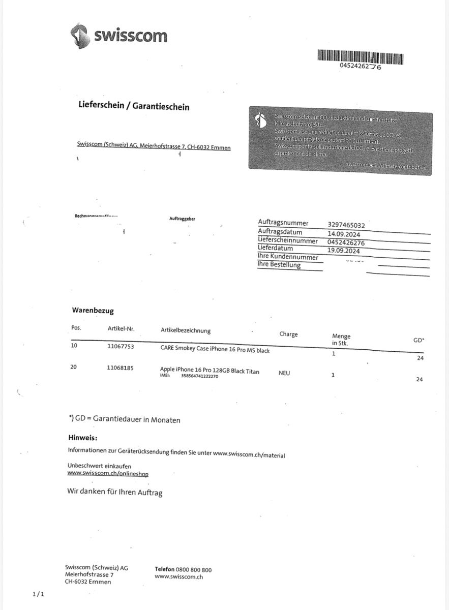 Apple Handys / Smartphones: Iphone16 Pro, 128GB Black Titan – Gebraucht aus Münsingen von Rtampa 3