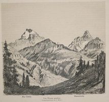 Piz Aela Tonlithographie von J. Weber