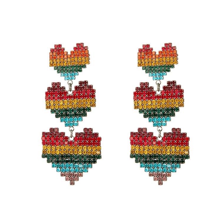 Orecchini pendenti & Orecchini a lobo: Multicolor heart drop earrings – Nuovo (secondo la descrizione) da Genève venduto da Ballpencase