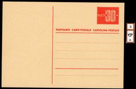 30 Rp. Ausland-Postkarte mit Leuchtstoff - ungebraucht