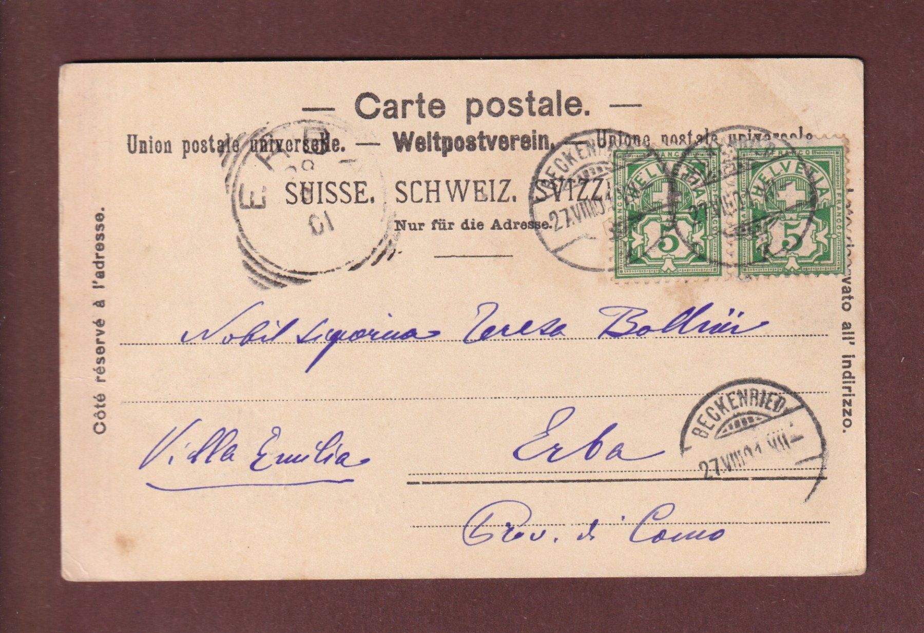 Cartoline postali: RIGI-KULM - 1901 – Usato da Pully venduto da nicecards-shop 1