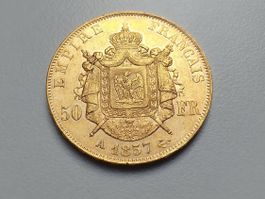 🇫🇷 🌔 ⚜️ France 50 Francs 1857. Gold .900. Napoleon III