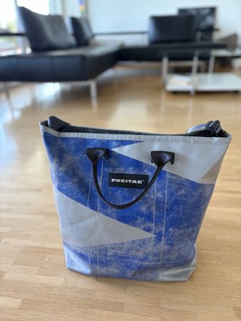 FREITAG BOB Tasche blau / grau /silber 38x30x15