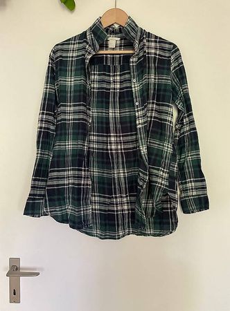 Dunkelgrünes Holzfällerhemd für Frauen, samtig, Gr. 36