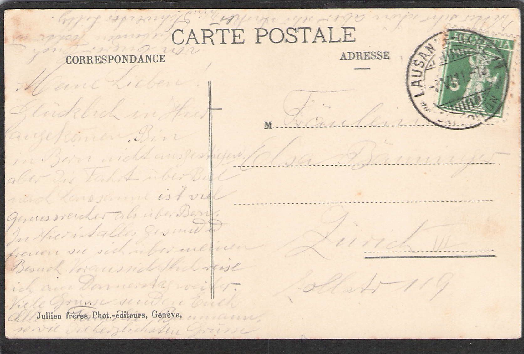 Cartoline postali: ,Lausanne,Escaliers du Marché , 1911 – Usato da Reichenburg venduto da ibiza18 1