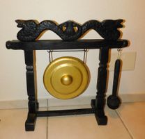 Meditation - Gong Holzgestell Drachenmotiv - Gong  60 cm