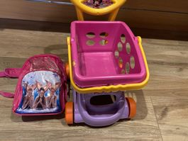 Kinder Einkaufswagen und Backpack Pink