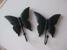 2 schöne schwarze Metall Schmetterlings Aufhänger