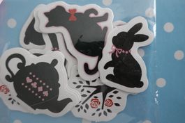 Sticker Set Katze Hase Teekrug Rosen etc NEU 20 Stück