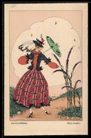 Mela Köhler: Sommerblüten, Frau mit Hu