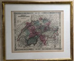 Stich Switzerland Johnson & Ward 1864 Deko engraving Schweiz