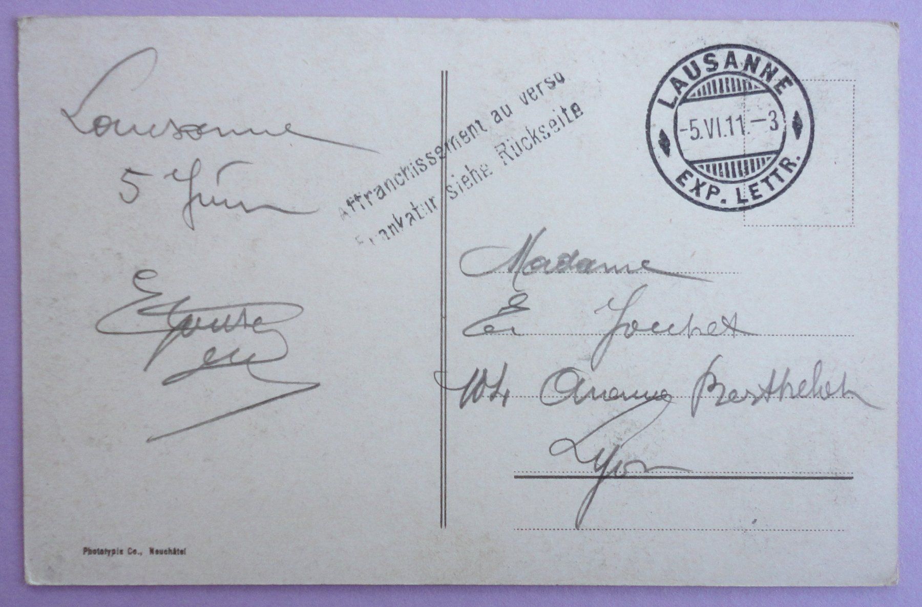 Cartoline postali: Lausanne et les Alpes – Usato da Fétigny venduto da Billy2miny 1