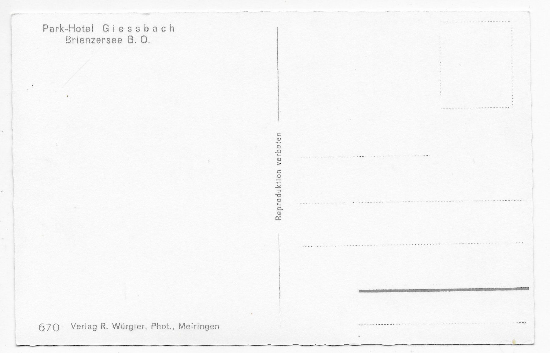 Cartoline postali: Park-Hotel Giessbach Brienzersee B.O. – Usato da Hefenhofen venduto da Richsalz 1