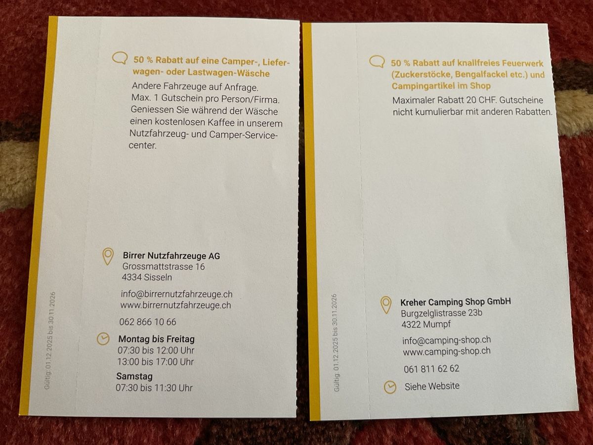 Buoni: 7 bons de réductions à Sisseln et Mumpf – Nuovo (secondo la descrizione) da Düdingen venduto da Yellow 4